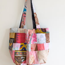 Load image into Gallery viewer, Colourful Sari Patchwork Tote Bags, Large Fair Trade Cotton Market Bags