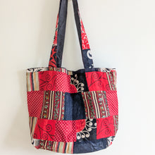 Load image into Gallery viewer, Colourful Sari Patchwork Tote Bags, Large Fair Trade Cotton Market Bags