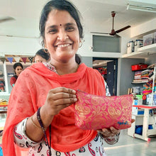 Load image into Gallery viewer, Colourful quilted upcycled sari pouches