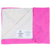 Load image into Gallery viewer, Pink and white quilted fabric with visible stitching on a white background