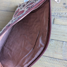 Load image into Gallery viewer, Quilted Sari Pouches: Burgundy Floral Pattern with Colourful Zipper