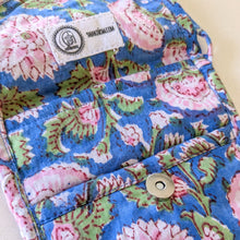 Load image into Gallery viewer, Blue Block-Printed Crossbody Mobile Phone Cell Phone Bag With Slim Pocket