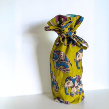 Load image into Gallery viewer, Eco Friendly Bottle Bags, Reusable Kalamkari Cotton Bottle Gift Bags, Ethically Handmade in India