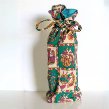Load image into Gallery viewer, Eco Friendly Bottle Bags, Reusable Kalamkari Cotton Bottle Gift Bags, Ethically Handmade in India