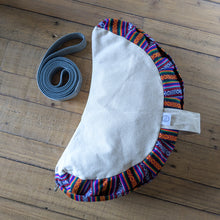 Load image into Gallery viewer, Half-moon meditation cushion cover with strap, yoga bolster pillow handmade in Nepal