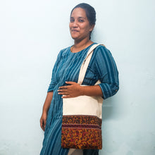 Load image into Gallery viewer, Half sari, half cotton tote bag, ethically handmade in India