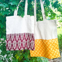 Load image into Gallery viewer, Half sari, half cotton tote bag, ethically handmade in India