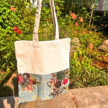 Load image into Gallery viewer, Half sari, half cotton tote bag, ethically handmade in India