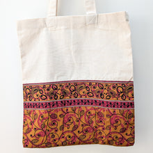 Load image into Gallery viewer, Half sari, half cotton tote bag, ethically handmade in India