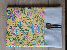 Load image into Gallery viewer, Handmade book/ e - reader sleeve with pocket, Nepali cotton - Shakti.ism | शक्तिवाद