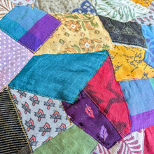 Load image into Gallery viewer, Close up view of kantha stitched sari patchwork design