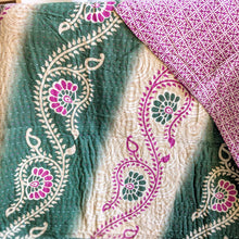 Load image into Gallery viewer, close up mini kantha blanket