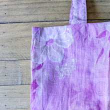Load image into Gallery viewer, pink sari tote bag on wooden background