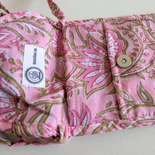 Load image into Gallery viewer, close up view of pink mobile purse interior