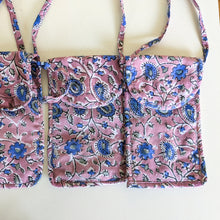 Load image into Gallery viewer, Lavender Block-Printed Crossbody Mobile Phone Cell Phone Bag With Slim Pocket