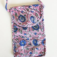 Load image into Gallery viewer, Lavender Block-Printed Crossbody Mobile Phone Cell Phone Bag With Slim Pocket