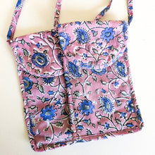 Load image into Gallery viewer, Lavender Block-Printed Crossbody Mobile Phone Cell Phone Bag With Slim Pocket
