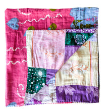 Load image into Gallery viewer, sari patchwork blanket, folded