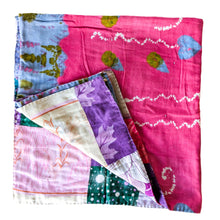 Load image into Gallery viewer, sari patchwork blanket, folded
