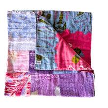 Load image into Gallery viewer, sari patchwork blanket, folded
