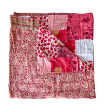 Load image into Gallery viewer, sari patchwork blanket, folded