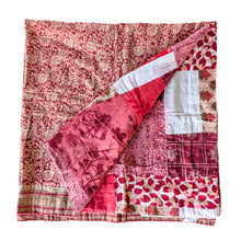 Load image into Gallery viewer, sari patchwork blanket, folded