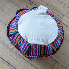 Load image into Gallery viewer, Round meditation cushion cover with strap, yoga bolster pillowcase handmade in Nepal