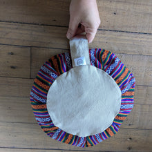 Load image into Gallery viewer, Round meditation cushion cover with strap, yoga bolster pillowcase handmade in Nepal