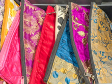 Load image into Gallery viewer, Colourful quilted upcycled sari pouches