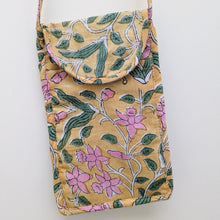 Load image into Gallery viewer, yellow block print mobile purse