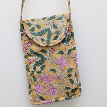 Load image into Gallery viewer, yellow block print mobile purse