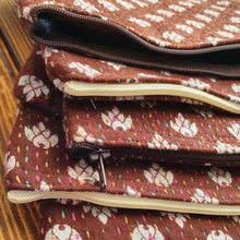 Load image into Gallery viewer, Upcycled sari clutch with kantha stitch