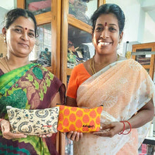 Load image into Gallery viewer, Flat bottom upcycled sari pouch - Shakti.ism | शक्तिवाद