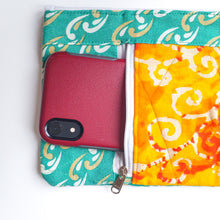 Load image into Gallery viewer, Sari wristlet clutch with mobile pocket