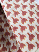 Load image into Gallery viewer, Hand block printed scarf, Indian cotton, red yellow flowers - Shakti.ism | शक्तिवाद