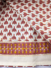 Load image into Gallery viewer, Hand block printed scarf, Indian cotton, red yellow flowers - Shakti.ism | शक्तिवाद