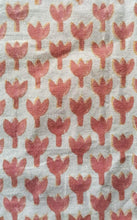 Load image into Gallery viewer, Hand block printed scarf, Indian cotton, red yellow flowers - Shakti.ism | शक्तिवाद
