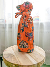 Load image into Gallery viewer, Reusable Kalamkari Cotton Pouch, Bottle Gift Bag, Orange - Shakti.ism | शक्तिवाद