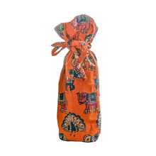 Load image into Gallery viewer, Reusable Kalamkari Cotton Pouch, Bottle Gift Bag, Orange - Shakti.ism | शक्तिवाद