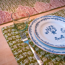 Load image into Gallery viewer, Sari placemats, handmade, set of 2, table mats, reversible - Shakti.ism | शक्तिवाद