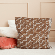 Load image into Gallery viewer, Silk sari cushion cover, mocha - Shakti.ism | शक्तिवाद