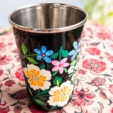 Load image into Gallery viewer, Hand-Painted Stainless Steel Tumblers, Food Safe Kashmiri Hand Painted 400ml Drinking Cups

