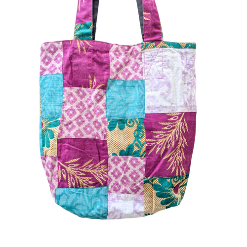 Colourful Sari Patchwork Tote Bags, Fair Trade Market Weekender Bag