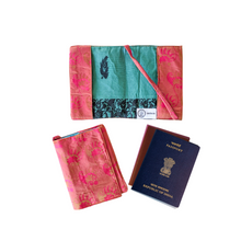 Load image into Gallery viewer, Handmade Recycled Sari Passport Covers, Upcycled Travel Wallets
