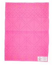 Load image into Gallery viewer, Embroidered, 100% cotton kantha baby blanket in pink and red geometric design by Khushi Kantha
