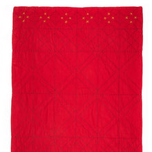 Load image into Gallery viewer, Embroidered, 100% cotton kantha baby blanket in red and orange geometric design by Khushi Kantha
