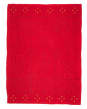Load image into Gallery viewer, Embroidered, 100% cotton kantha baby blanket in pink and red geometric design by Khushi Kantha
