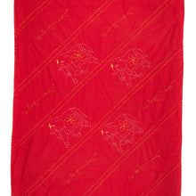 Load image into Gallery viewer, Red quilt with white animal patterns and diagonal stitching on a white background
