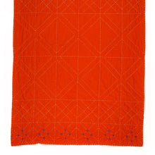Load image into Gallery viewer, Embroidered, 100% cotton kantha baby blanket in red and orange geometric design by Khushi Kantha
