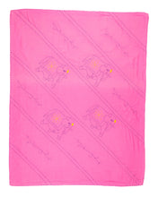 Load image into Gallery viewer, Embroidered, 100% cotton kantha baby blanket in pink and white elephant design by Khushi Kantha
